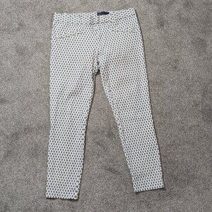 GAP White/Black Stretch Zip Ankle Pants; Mid-Rise; Zip Pockets; Size 10R